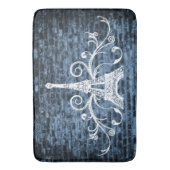 Blue Eiffel Towel Grunge Bath Mat Badematte (Vorderseite Vertikal)