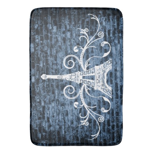Blue Eiffel Towel Grunge Bath Mat Badematte (Vorderseite Vertikal)