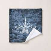 Blue Eiffel Towel Grunge Handtuch Set (Waschlappen)