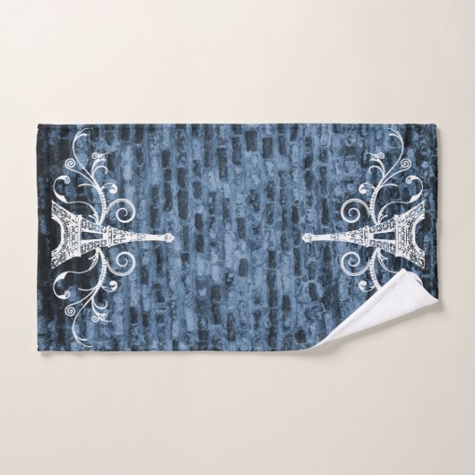 Blue Eiffel Towel Grunge Handtuch Set (Handtuch)