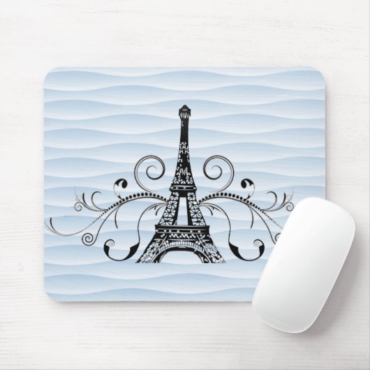 Blue Eiffel Tower Blüh Mouse Pad Mousepad (Mit Mouse)