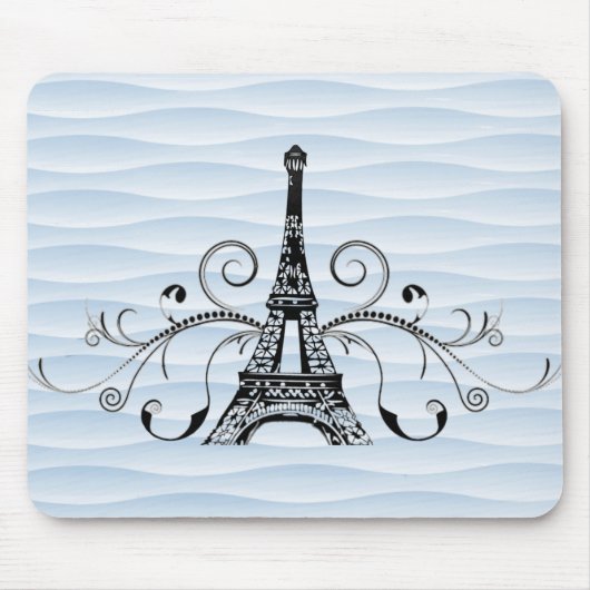 Blue Eiffel Tower Blüh Mouse Pad Mousepad (Vorne)