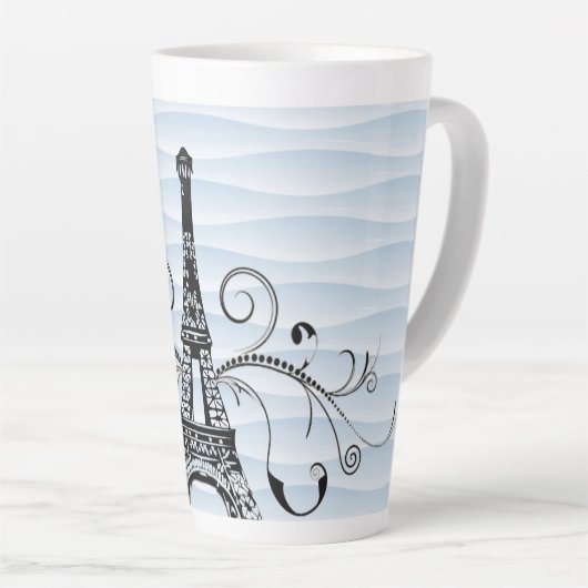 Blue Eiffel Tower Blühe Latte Tasse (Rechte Ecke)