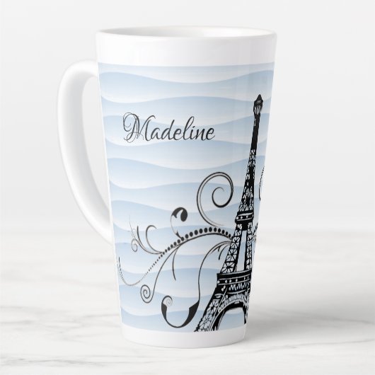 Blue Eiffel Tower Blühe Latte Tasse (Linke Ecke)