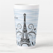 Blue Eiffel Tower Blühe Latte Tasse (Vorderseite)