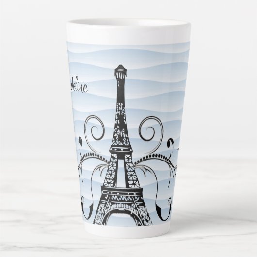 Blue Eiffel Tower Blühe Latte Tasse (Vorderseite)