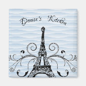 Blue Eiffel Tower Blühte Magnet (Vorne)