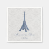 Blue Eiffel Tower Damask Brautparty Napkin Serviette (Vorderseite)