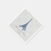 Blue Eiffel Tower Damask Brautparty Napkin Serviette (Ecke)