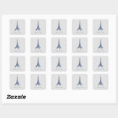 Blue Eiffel Tower Damask Danke Stickers (Blatt)