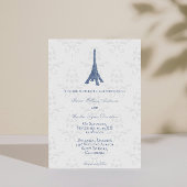 Blue Eiffel Tower Damask Einladung zur Hochzeit