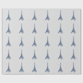 Blue Eiffel Tower Damask Hochzeitszettel Geschenkpapier (Flach)