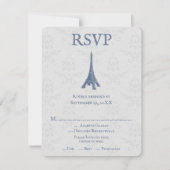 Blue Eiffel Tower Damask - RSVP-Karte RSVP Karte (Vorderseite)