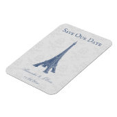 Blue Eiffel Tower Damask Speichern das Date Magnet (Linke Seite)