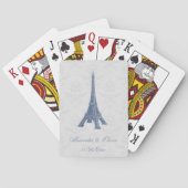 Blue Eiffel Tower Damask Wedgefältelkarten Deck Spielkarten (Rückseite)
