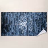 Blue Eiffel Tower Grunge Beach Handtuch (Vorderseite)