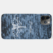 Blue Eiffel Tower Grunge Case-Mate iPhone Case (Rückseite (Horizontal))