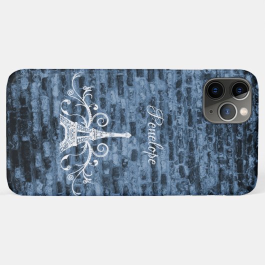 Blue Eiffel Tower Grunge Case-Mate iPhone Case (Rückseite (Horizontal))