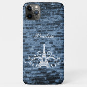 Blue Eiffel Tower Grunge Case-Mate iPhone Case (Rückseite)