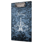 Blue Eiffel Tower Grunge Clipboard Klemmbrett (Links)
