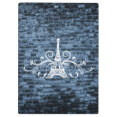 Blue Eiffel Tower Grunge Clipboard Klemmbrett (Rückseite)
