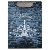 Blue Eiffel Tower Grunge Clipboard Klemmbrett (Vorderseite)