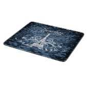 Blue Eiffel Tower Grunge Cutting Board Schneidebrett (Ecke)