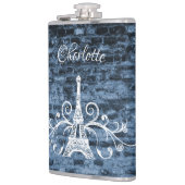 Blue Eiffel Tower Grunge Flask Flachmann (Links)