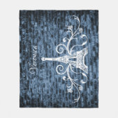 Blue Eiffel Tower Grunge Fleece Blanket (Vorderseite)
