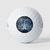Blue Eiffel Tower Grunge Golf Balls Golfball (Vorderseite)