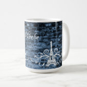 Blue Eiffel Tower Grunge Kaffee Tasse (VorderseiteRechts)