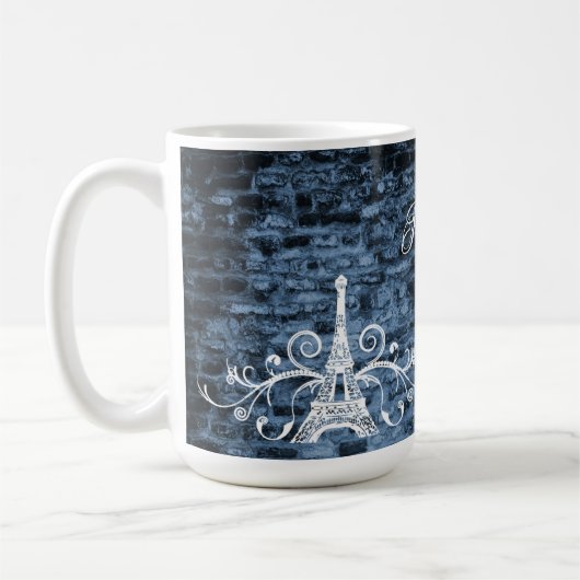 Blue Eiffel Tower Grunge Kaffee Tasse (Links)