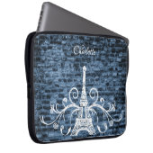 Blue Eiffel Tower Grunge Laptop Sleeve (Vorne Rechts)