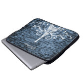 Blue Eiffel Tower Grunge Laptop Sleeve (Vorne Knopf)