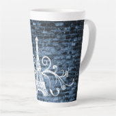 Blue Eiffel Tower Grunge Latte Tasse (Rechte Ecke)