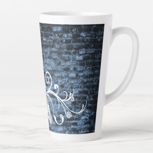 Blue Eiffel Tower Grunge Latte Tasse (Rechts)