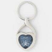 Blue Eiffel Tower Grunge Metal Schlüsselanhänger (Vorderseite)