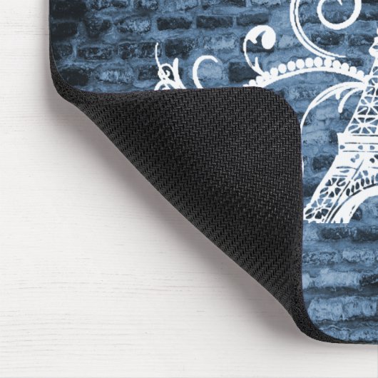 Blue Eiffel Tower Grunge Mouse Pad Mousepad (Ecke)