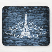 Blue Eiffel Tower Grunge Mouse Pad Mousepad (Vorne)