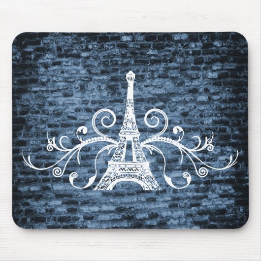 Blue Eiffel Tower Grunge Mouse Pad Mousepad (Vorne)
