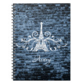 Blue Eiffel Tower Grunge Notebook Notizblock (Vorderseite)