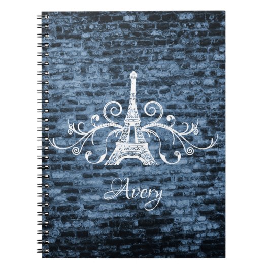 Blue Eiffel Tower Grunge Notebook Notizblock (Vorderseite)