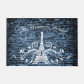 Blue Eiffel Tower Grunge Personalisiert Door Mat Fußmatte (Vorderseite)