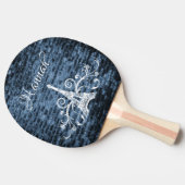 Blue Eiffel Tower Grunge Ping Pong Paddle Tischtennis Schläger (Seitenansicht)