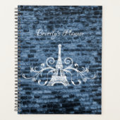 Blue Eiffel Tower Grunge Planner Planer (Vorderseite)