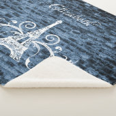 Blue Eiffel Tower Grunge Sherpa Blanket Sherpadecke (3/4)