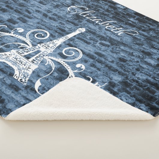Blue Eiffel Tower Grunge Sherpa Blanket Sherpadecke (3/4)