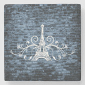 Blue Eiffel Tower Grunge Stone Untersetzer (Vorderseite)