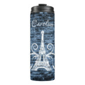 Blue Eiffel Tower Grunge Thermal Tumbler Thermosbecher (Vorderseite)