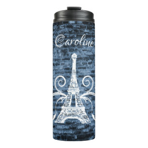 Blue Eiffel Tower Grunge Thermal Tumbler Thermosbecher
